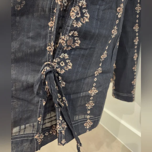 NWT Free People Come Over Printed Pants Charcoal Combo XS - Picture 7 of 10